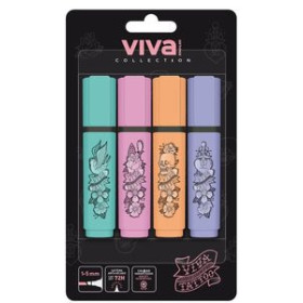 Marcadores flúor (tinta y gel) MARCADOR FLUOR MOLIN VIVA TATTO BLISTER de 4 COLORES