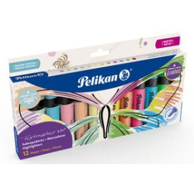 Marcadores flúor (tinta y gel) MARCADOR FLUOR PELIKAN TEXTMARKER 490  SET MARIPOSA SURTIDO DE 12 (6x fluor + 6x pastel)