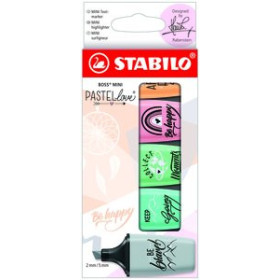 Marcadores flúor (tinta y gel) MARCADOR FLUOR STABILO BOSS MINI 07  PASTEL ESTUCHE de 5 (rubor rosa