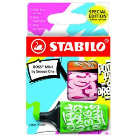 Marcadores flúor (tinta y gel) MARCADOR FLUOR STABILO BOSS MINI 07 BY SOOZE ONE ESTUCHE DE 3 (verde