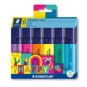 Marcadores flúor (tinta y gel) MARCADOR FLUOR STAEDTLER 364 TEXTSURFER HAPPY LINE ESTUCHE de 6