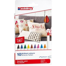 Marcadores textiles MARCADOR TEXTIL EDDING 4600 (fino) COLORES BASICOS CAJA de 10