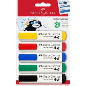 Marcadores textiles MARCADOR TEXTIL FABER CASTELL (ESPECIAL ROPA) BASICOS BLISTER DE 5