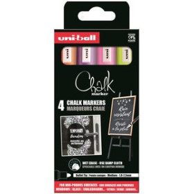 Marcadores de tiza líquida MARCADOR TIZA LIQUIDA UNI-BALL CHALK MARKER PWE 5M 4P 1
