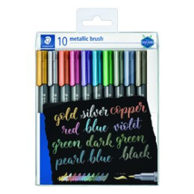 Marcadores de tinta opaca no permanente MARCADOR T.OPACA NO PERM. STAEDTLER 8321 METALICO PUNTA PINCEL SURTIDO BLISTER de 10