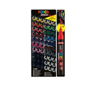 Marcadores de tinta opaca no permanente MARCADOR T.OPACA NO PERM. UNI POSCA BRUSH 1-4mm (PC-5BR) EXPOSITOR de 60