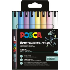 Marcadores de tinta opaca no permanente MARCADOR T.OPACA NO PERM. UNI POSCA 0.7 (PC-1MR) SUAVES ESTUCHE de 8