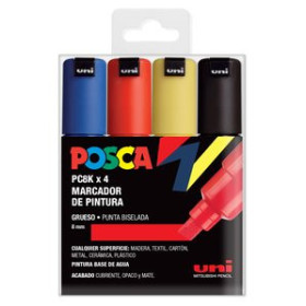 Marcadores de tinta opaca no permanente MARCADOR T.OPACA NO PERM. UNI POSCA 8 mm (PC-8K) BASIC ESTUCHE de 4