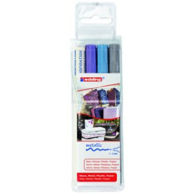 Marcadores de tinta opaca permanente MARCADOR T.OPACA PERM. EDDING  751 CONICO BLISTER DE 3 (plata