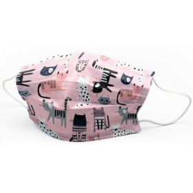 Protección MASCARILLA QUIRURGICA IIR 3 CAPAS DESECHABLE FIRST PROTEC INFANTIL GATOS ROSAS PAQUETE de 10