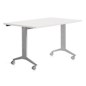 Mesas de despacho y de trabajo MESA ROCADA METAL 140x80 ESTRUCTURA GRIS TABLERO ABATIBLE BLANCO