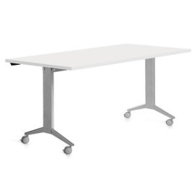 Mesas de despacho y de trabajo MESA ROCADA METAL 160x80 ESTRUCTURA GRIS TABLERO ABATIBLE BLANCO