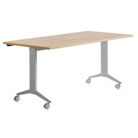 Mesas de despacho y de trabajo MESA ROCADA METAL 160x80 ESTRUCTURA GRIS TABLERO ABATIBLE ROBLE