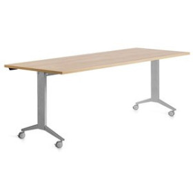 Mesas de despacho y de trabajo MESA ROCADA METAL 180x80 ESTRUCTURA GRIS TABLERO ABATIBLE ROBLE