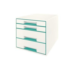 Módulos MODULO 4 CAJONES LEITZ WOW CUBE (2 GRANDES + 2 PEQUEÑOS) TURQUESA METALIZADO/BLANCO