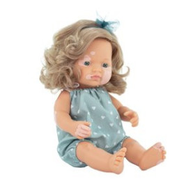 Juegos educativos MUÑECA MINILAND MF&M CAUCASICA CON VITILIGO 38cm (+10 meses)