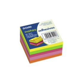 Notas adhesivas reposicionables NOTAS ADHESIVAS DOHE CUBO 250h  50x50 mm. 5 COLORES NEON