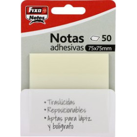 Notas adhesivas reposicionables NOTAS ADHESIVAS FIXO NOTES TRASLUCIDAS 50h 75x75 TRANSPARENTES