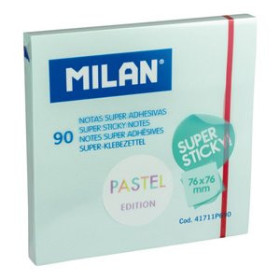 Notas adhesivas reposicionables NOTAS ADHESIVAS MILAN SUPER STICKY 90h 76x76 PASTEL AZUL