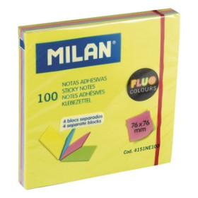 Notas adhesivas reposicionables NOTAS ADHESIVAS MILAN 100h 76x76 NEON (4 col.)