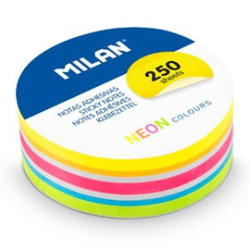 Notas adhesivas reposicionables NOTAS ADHESIVAS MILAN 250h CIRCULARES Ø 67mm COLORES NEON