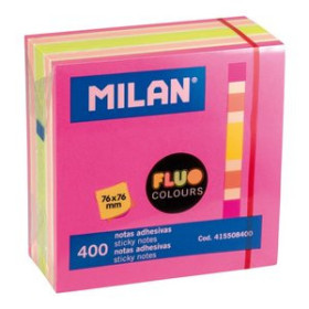 Notas adhesivas reposicionables NOTAS ADHESIVAS MILAN 400h 76x76 COLORES FLUO
