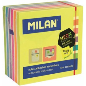 Notas adhesivas reposicionables NOTAS ADHESIVAS MILAN 400h 76x76 NEON