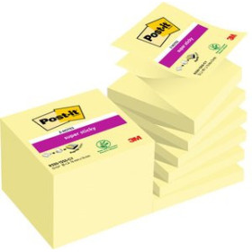 Notas adhesivas reposicionables NOTAS ADHESIVAS POST-IT 90h Z NOTES  76x76 (R330) SUPER STICKY AMARILLO CANARIO PACK de 12
