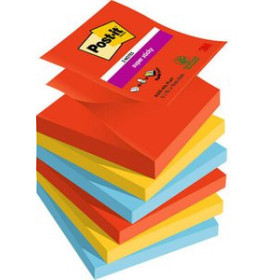 Notas adhesivas reposicionables NOTAS ADHESIVAS POST-IT 90h Z NOTES  76x76 (R330) SUPER STICKY COLORES PLAYFUL PACK de 6