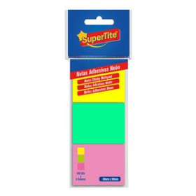 Notas adhesivas reposicionables NOTAS ADHESIVAS SUPERTITE 40x50 NEON 100 HOJAS BLISTER DE 3