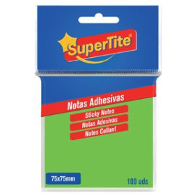 Notas adhesivas reposicionables NOTAS ADHESIVAS SUPERTITE 75x75 NEON 100 uds
