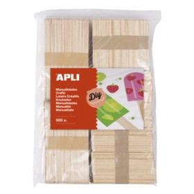 Palillos y pinzas de madera PALILLOS PLANOS APLI MADERA NATURAL TAMAÑOS SURTIDOS BOLSA de 800