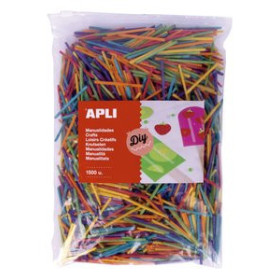 Palillos y pinzas de madera PALILLOS REDONDOS APLI MADERA COLORES MINI 5 cm. BOLSA de 1500