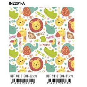 Papel de regalo en bobina PAPEL de REGALO BOBINA BASIKA 62 cm x 80 m (4 Kg aprox.) INFANTIL (IN2201-A 62 CM)