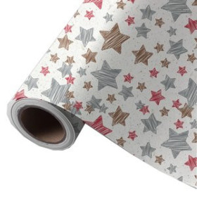 Papel de regalo en bobina PAPEL de REGALO BOBINA WONDER WRAPPER CAÑA DE AZUCAR  62 cm x 85 m (4 Kg aprox.) TODO AÑO ESTRELLAS
