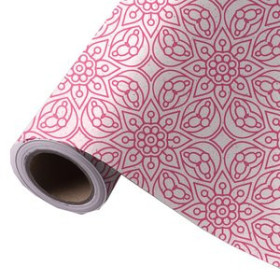 Papel de regalo en bobina PAPEL de REGALO BOBINA WONDER WRAPPER CAÑA DE AZUCAR  62 cm x 85 m (4 Kg aprox.) TODO AÑO MANDALA ROSA