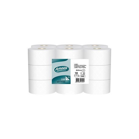 Celulosas PAPEL HIGIENICO AMOOS PROFESSIONAL JUMBO 2 CAPAS 342 SERVICIOS 120 METROS BLANCO