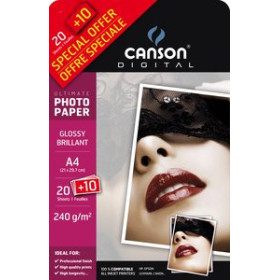 Papel inkjet PAPEL INKJET CANSON FOTO A4 240g 20h HIGH GLOSSY