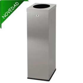 Papeleras metálicas PAPELERA METALICA CILINDRO P-71 ZONAS COMUNES CON SUJECION DE BOLSAS CUERPO GRAFITO TAPA NEGRO