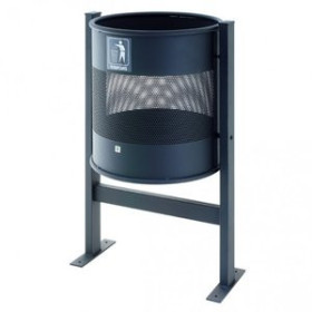 Papeleras metálicas PAPELERA METALICA PERFORADA CON SOPORTE Y SISTEMA BASCULANTE COLOR AZUL