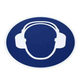 Señalización PICTOGRAMA ADHESIVO TARIFOLD PARA SUELO Y PARED "PROTECCION AUDITIVA REQUERIDO" Ø430 mm. BOLSA DE 1