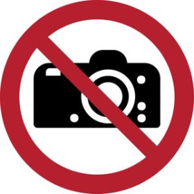 Señalización PICTOGRAMA JALEMA "PROHIBIDO HACER FOTOGRAFIAS" Ø200 mm. BOLSA DE 1