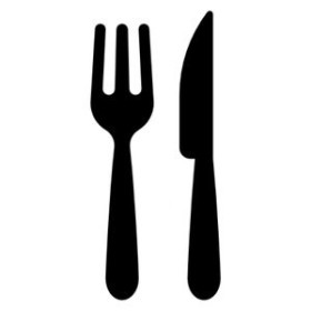 Señalización PICTOGRAMA MURAL 12x12 VINILO AZUL/SILUETA BLANCO "RESTAURANTE"