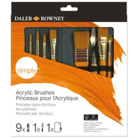 Pinceles y accesorios de pintura PINCEL DALER ROWNEY SIMPLY ACRILICO MANGO CORTO ESTUCHE CREMALLERA de 10