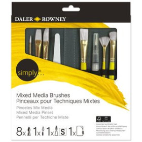 Pinceles y accesorios de pintura PINCEL DALER ROWNEY SIMPLY MIX MEDIA MANGO CORTO ESTUCHE CREMALLERA de 10