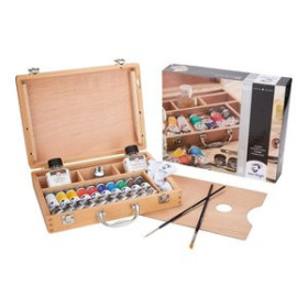 Pinturas óleo PINTURA OLEO VAN GOGH SET BASICO 40 ml (Tubo) CAJA de MADERA de 10 +  ACCESORIOS