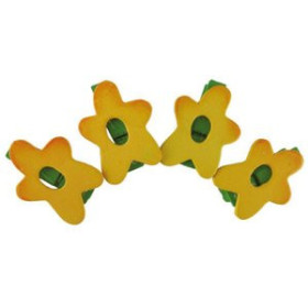Palillos y pinzas de madera PINZAS SMART MADERA FLORES AMARILLAS PACK de 4