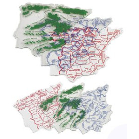 Mapas mudos PLANTILLAS FAIBO 3 MAPAS 15x12.5 cm FISICO/POLITICO ESPAÑA