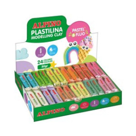 Plastilina PLASTILINA ALPINO PASTEL/FLUOR 50.GR CAJA 24 SURTIDAS (12 pastel x 12 fluor)