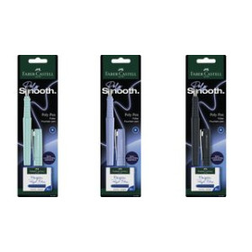 Plumas estilográficas PLUMA FABER-CASTELL POLY PEN TRAZO ANCHO (B) + 6 CARTUCHOS AZUL BLISTER COL. SURT.